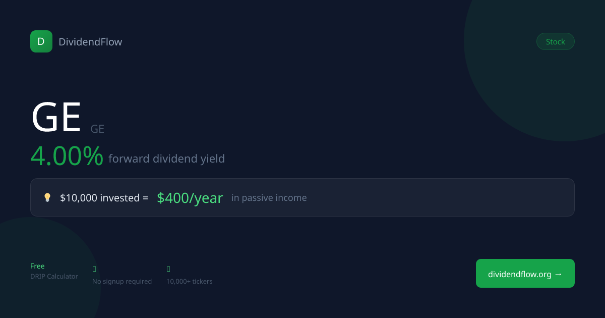 GE Dividend Calculator 2026 — DRIP Returns & Passive Income | DividendFlow