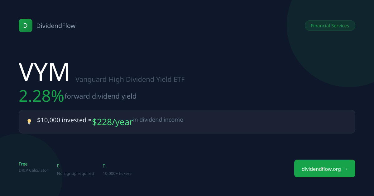VYM Dividend Calculator 2026 — DRIP Returns & Passive Income | DividendFlow